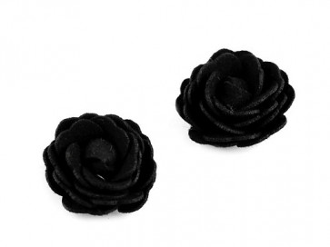 dekorativna roža, umetno usnje, 20 mm, črna b., 1 kos