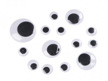 dekorativne oči - mix velikosti: 15,3 mm; 27,5 mm; 39 mm, 28 kos