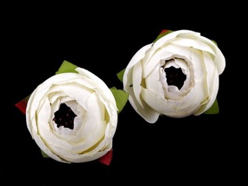 dekorativna roža, poliester, 35x40 mm, "cream lightest" b., 1 kos