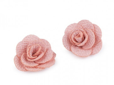 dekorativna roža, iz blaga, 30 mm, puder-roza b., 1 kos