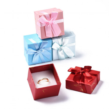 darilna embalaža - škatla za nakit s pentljo 5x5cm, sv.modra, 1 kos