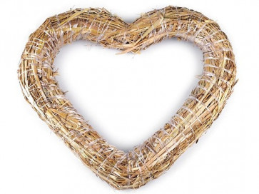 srce iz slame - osnova za venček, naraven material, zunanji premer: Ø37 cm, debelina: Ø4.5 cm, 1 kos