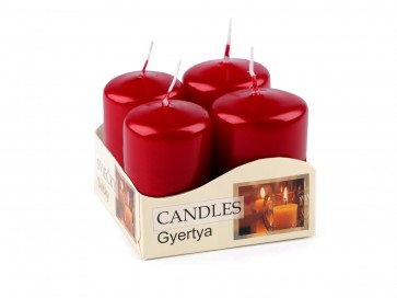 Adventne svečke, rdeče barve, 4x6 cm, v kompletu 4 kosi