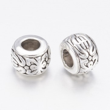 kovinske perle, dekorativne, 8x5.5x3.5 mm, barva starega srebra, 10 kos