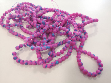 steklene perle - obložene 6 mm, okrogle, vijola, 1 niz-80 cm