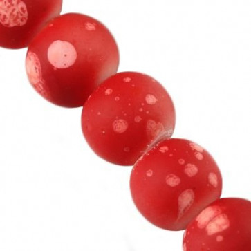 steklene perle - obložene 4 mm, okrogle, sv. rdeče, 1 niz-80 cm