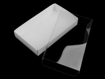 zložljiva darilna škatla s prozornim pokrovom, 12 x 20,5x3,5 cm, bele b., 1 kos