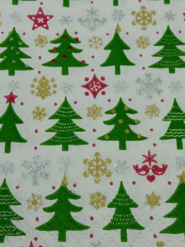 papirnate serviete 33x33 cm, 3-slojne, božične smreke, 1 kos