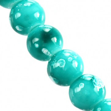 steklene perle 4 mm, turkizne, 1 niz-80 cm