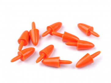 plastični nosek za snežaka, oranžne barve, celotna dolžina 23 mm, dolžina noska 14 x 7 mm, 1 kos