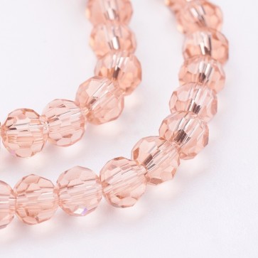 Steklene perle, nepravilno okrogle 4 mm, velikost luknje 1 mm, light salmon b., 1 niz - cca 92 kos