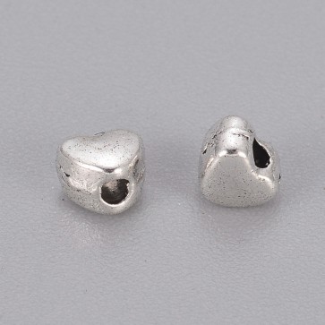 kovinske perle Tibetanski slog, b. staro srebro, brez niklja, oblika srce, 4x3.5x3 mm, velikost luknje: 1.5 mm, 10 kos