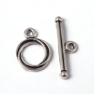 zaključni element za ogrlico/zapestnico, 17x13x3 mm, luknja 2 mm, barva starega srebra, 1 komplet