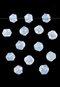 steklene perle - bikoni, 4 mm, white opal, 1 kos