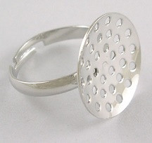 osnova za prstan z mrežico 20 mm, premer nastavljivega obročka: 19 mm, srebrne b., brez niklja, 1 kos