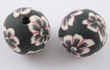fimo perle okrogle 10 mm, črne, ročno delo, 5 kos