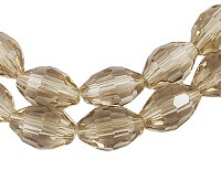 steklene perle, nepravilno ovalne 6x9 mm, sive, 1 niz-63 cm