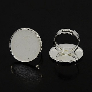 osnova za prstan za kapljico 22.5 ~ 23 mm, premer nastavljivega obročka: 17 mm, srebrne b., 1 kos