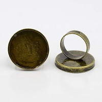 osnova za prstan za kapljico 25 mm, premer nastavljivega obročka: 17 mm, antik, 1 kos