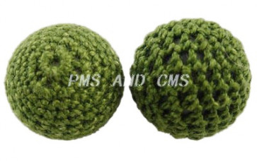 volnene-plastične perle, okrogle 21 mm, t. olivne, 1 kos