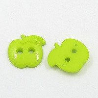 gumbi akrilni, zeleno jabolko, 17x16x3 mm, 5 kos