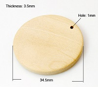 leseni obesek 34.5x3.5mm, naraven, 1 kos