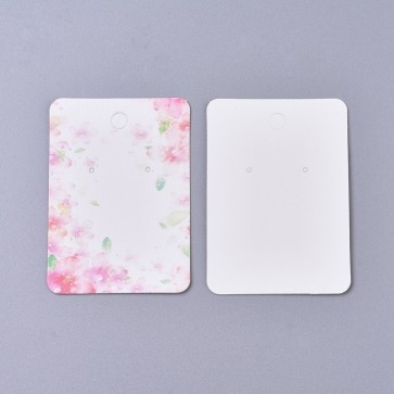kartonček za uhane 7.2x5.1x0.05 cm, bele b. z vzorcem cvetlic, 1 kos