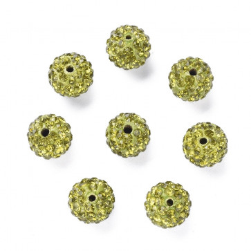 fimo perle s kristali olivne b., 10 mm, velikost luknje: 1.5 mm, 1 kos