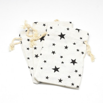 vrečke iz blaga - bombaž, 14x10 cm, beige z zvezdicami, 1 kos