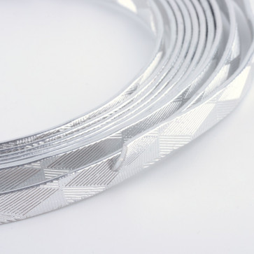 alu barvna žica za oblikovanje - ploščata, širina: 5 mm, debelina: 1 mm, srebrne barve, 2 m