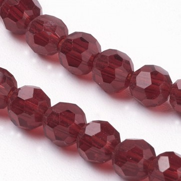 Steklene perle, nepravilno okrogle 4 mm, velikost luknje 1 mm, dark red b., 1 niz - cca 92 kos