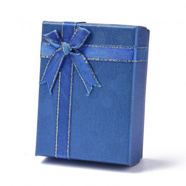 darilna embalaža - škatla za nakit s pentljo 9x7x3,6cm, modra, 1 kos