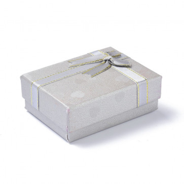 darilna embalaža - škatla za nakit s pentljo 9x7x3,6cm, siva, 1 kos