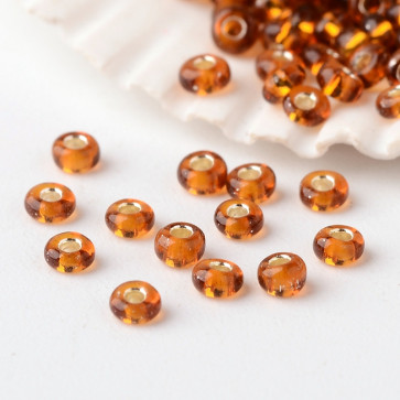steklene perle, 2x1.5 mm, velikost luknje 0.5 mm, sv. rjave b., 20 g