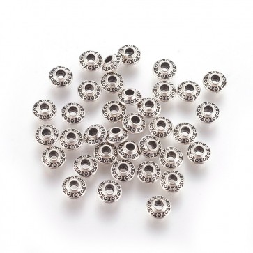Kovinske perle Tibetanski slog, brez niklja, dekorativne, 6.5x3.5mm, velikost luknje 2 mm, 10 kos