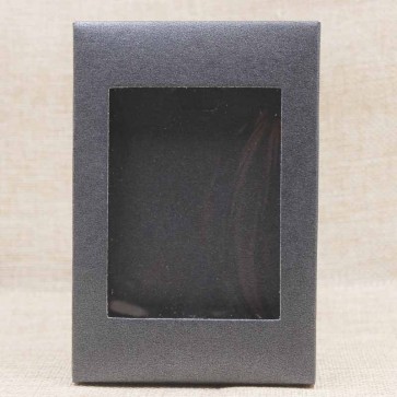 darilna embalaža z okencem, 12.5x8.5x1.5 cm, črne barve, 1 kos