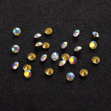 steklene perle brez luknje 4 mm, kamenčki, Crystal AB, 10 kos