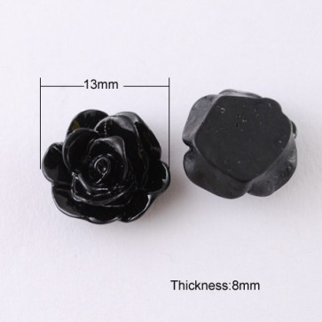 roža - umetna masa, 13x8 mm, črna, 1 kos
