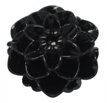 roža - umetna masa, 10x6 mm, črna, 1 kos