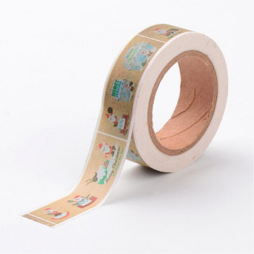Washi tape - dekorativni lepilni trak - rjav- Božični, širina: 15 mm, dolžina: 10 m, 1 kos