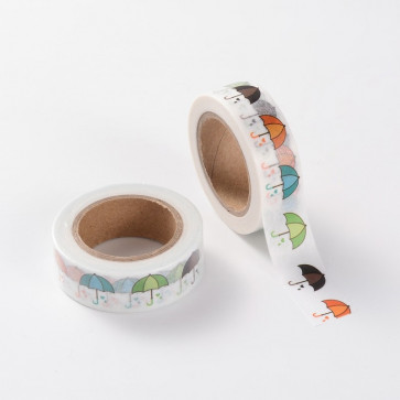 Washi tape - dekorativni lepilni trak - dežniki, širina: 15 mm, dolžina: 10 m, 1 kos