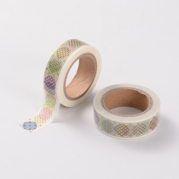 Washi tape - dekorativni lepilni trak - krogi, širina: 15 mm, dolžina: 10 m, 1 kos