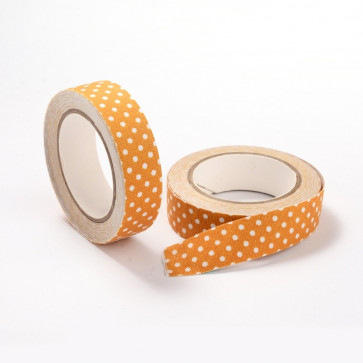 Washi tape - dekorativni lepilni trak - oranžen s pikami, širina: 15 mm, dolžina: 5 m, 1 kos