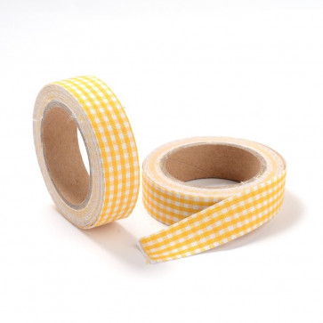 Washi tape - dekorativni lepilni trak - mrežasti rumen, širina: 15 mm, dolžina: 5 m, 1 kos