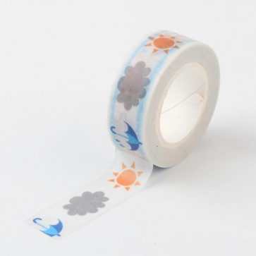 Washi tape - dekorativni lepilni trak - vreme, širina: 15 mm, dolžina: 10 m, 1 kos
