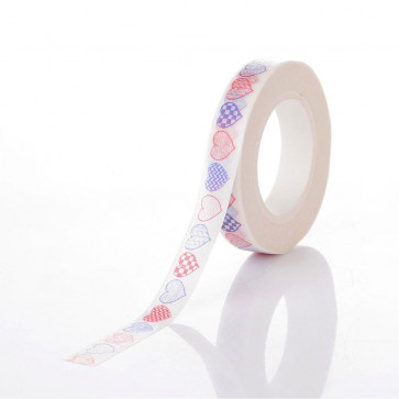 Washi tape - dekorativni lepilni trak - srčki, širina: 8 mm, dolžina: 10 m, 1 kos