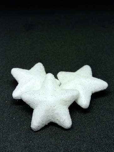 dekorativna zvezda iz stiroporja, bela z bleščicami, cca 3.5 cm, 1kos