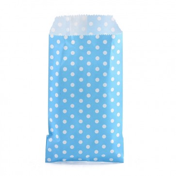 Papirnata vrečka 15x8 cm, svetlo modra z belimi pikami, 1 kos