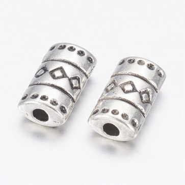 kovinske perle Tibetanski slog, b. staro srebro, brez niklja, dekorativne, 9.5x3.5 mm, velikost luknje: 2 mm, 10 kos