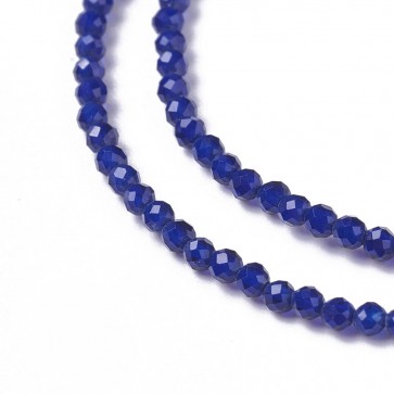 Steklene perle, nepravilno okrogle 3 mm, velikost luknje 0,3 mm, modre b., 1 niz - cca 120 kos